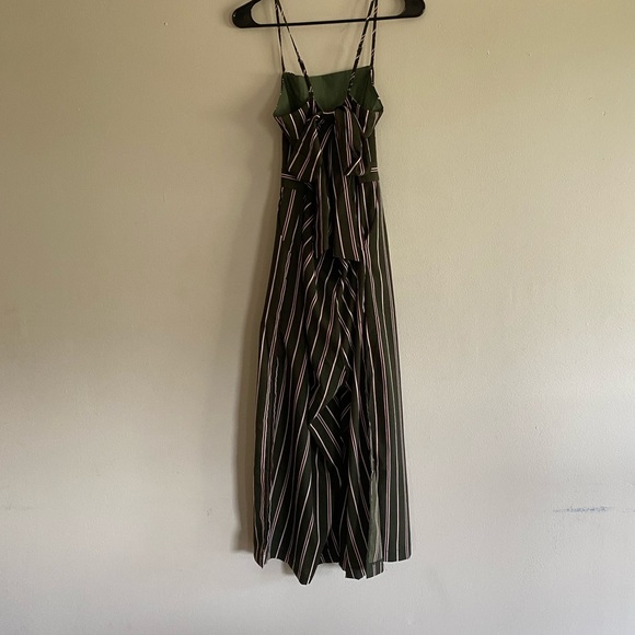 Olive green striped jumpsuit - Picture 2 of 4